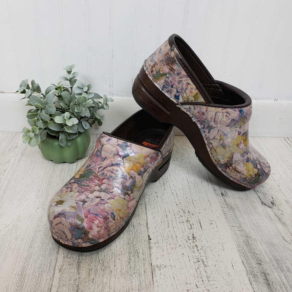 Dansko Floral Mules with Brown Soles
